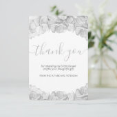 ブライダルシャワーシルバーアジサイフローラスクリプト サンキューカード (スタンド正面)