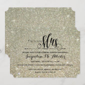 ブライダルシャワーシルバーグリッターフューチャーミセスモダンファブ 招待状 (正面/裏面)