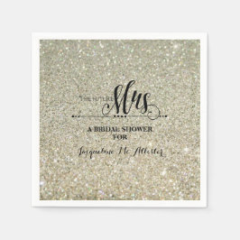 ブライダルシャワーシルバーグリッターフューチャーモダンミセス スタンダードカクテルナプキン