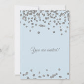 ブライダルシャワーシルバーグリッター紙吹雪アイスブルー 招待状 (裏面)