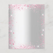 ブライダルシャワーシルバーピンクのドレスグリッター招待 (裏面)