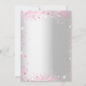ブライダルシャワーシルバーピンクドレスグリッターグラマラス 招待状 (裏面)