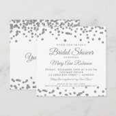 ブライダルシャワーシルバーフェイクグリッター紙吹雪ホワイト 招待状 (正面/裏面)