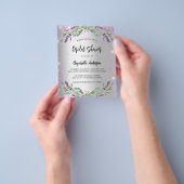 ブライダルシャワーシルバーラベンダー予算の招待 チラシ (手)