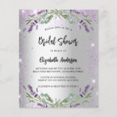 ブライダルシャワーシルバーラベンダー予算の招待 チラシ (正面)