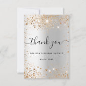 ブライダルシャワーシルバー金ゴールドグリッターグラマラス サンキューカード (正面)
