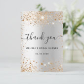 ブライダルシャワーシルバー金ゴールドグリッターグラマラス サンキューカード (スタンド正面)