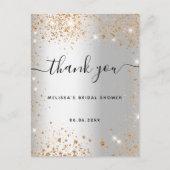ブライダルシャワーシルバー金ゴールドグリッター感謝していユー ポストカード (正面)