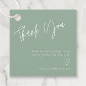 ブライダルシャワーシンプルセージグリーンサンキューユー フェイバータグ (正面)