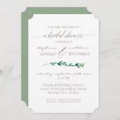 ブライダルシャワーシンプルミニマリモダンストリーフ 招待状 (正面/裏面)