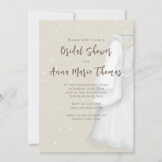 ブライダルシャワーシンプルミニマ結婚リストドレス 招待状 (正面)