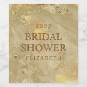 ブライダルシャワーシンプルモダンフェイク金ゴールド水色 ワインラベル (シングルラベル)