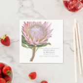 ブライダルシャワーシンプルモダンフローラピンクプロテア スタンダードカクテルナプキン (インサイチュ)
