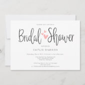 ブライダルシャワーシンプル白黒ピンク招待状 招待状 (正面)