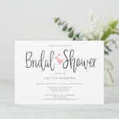 ブライダルシャワーシンプル白黒ピンク招待状 招待状 (スタンド正面)