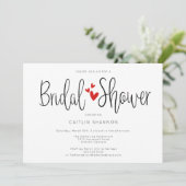 ブライダルシャワーシンプル白黒レッド招待状 招待状 (スタンド正面)