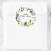 ブライダルシャワーシールがフローラブルーを好む ラウンドシール (バッグ)