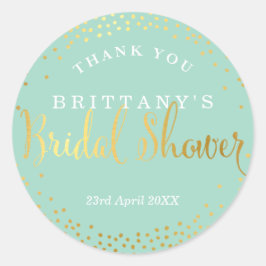 ブライダルシャワーシールスタイリッシュミニ金ゴールド紙吹雪ミント ラウンドシール