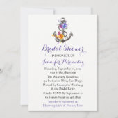 ブライダルシャワーシ航海のップいかりパープルフローラ 招待状 (正面)