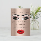 ブライダルシャワースウィート16キス唇メイクアップレッドRO 招待状 (スタンド正面)