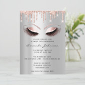 ブライダルシャワースウィート16グリッターピンクシルバードリップ 招待状 (スタンド正面)