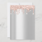 ブライダルシャワースウィート16グリッターピンクシルバードリップ 招待状 (裏面)