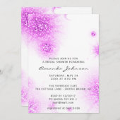 ブライダルシャワースウィート16グリッターピンクホワイトアブストラア 招待状 (正面/裏面)