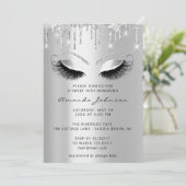 ブライダルシャワースウィート16グリッターラッシュシルバードリップ 招待状 (スタンド正面)