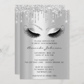 ブライダルシャワースウィート16グリッターラッシュシルバードリップ 招待状 (正面/裏面)