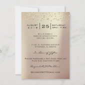 ブライダルシャワースウィート16番目のキスメイクアップバラ金ゴールド 招待状 (裏面)