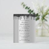 ブライダルシャワースウィート16番目のドリップスシルバーブラック写真 招待状 (スタンド正面)