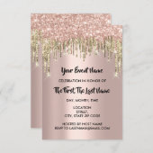 ブライダルシャワースウィート16番目のバラグリッタードリップ 招待状 (正面/裏面)