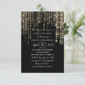 ブライダルシャワースウィート16番目の白黒金ゴールドストライプ 招待状 (スタンド正面)