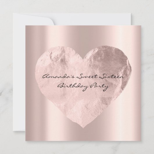 ブライダルシャワースウィート16番目の誕生日バラハート 招待状 (裏面)