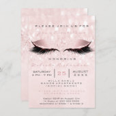 ブライダルシャワースウィート16目メイクアップピンクローズグレー 招待状 (正面/裏面)