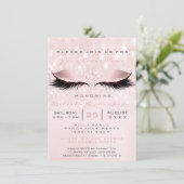 ブライダルシャワースウィート16目メイクアップピンクローズグレー 招待状 (スタンド正面)