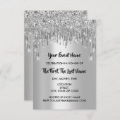 ブライダルシャワースウィート16thグレーシルバーグリッタードリップ 招待状 (正面/裏面)