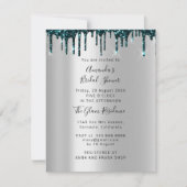 ブライダルシャワースウィート16thドリップスシルバーティール（緑がかった色）写真 招待状 (正面)