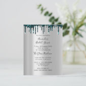 ブライダルシャワースウィート16thドリップスシルバーティール（緑がかった色）写真 招待状 (スタンド正面)