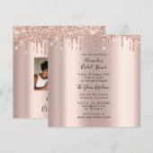 ブライダルシャワースウィート16thドリップバラ金ゴールド写真 招待状 (正面/裏面)