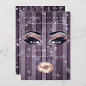 ブライダルシャワースウィート16thバラアイズグリッター紫 招待状 (正面/裏面)