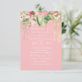 ブライダルシャワースウィート16thピンクのローズ金ゴールドドットのスパーク 招待状 (スタンド正面)