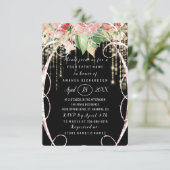 ブライダルシャワースウィート16thピンクローズ赤面ブラック 招待状 (スタンド正面)