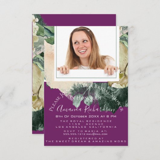 ブライダルシャワースウィート16thフォトマルサラミントフローラ 招待状 (正面/裏面)