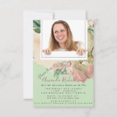 ブライダルシャワースウィート16thフォトミントピーチフローラ 招待状 (正面)