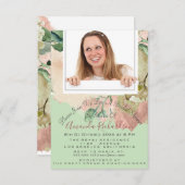 ブライダルシャワースウィート16thフォトミントピーチフローラ 招待状 (正面/裏面)