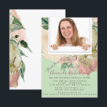 ブライダルシャワースウィート16thフォトミントピーチフローラ 招待状<br><div class="desc">florenceKデザインエレガントとシックな写真の例https://pixabay.com/it/famiglia-neonato-bambino-infante-2610205/</div>