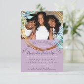 ブライダルシャワースウィート16thフォトラヴェンド金ゴールドフローラ 招待状 (スタンド正面)