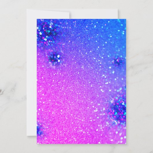 ブライダルシャワースウィート16thホログラフィックグリッターブルー 招待状 (裏面)