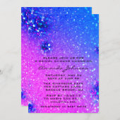 ブライダルシャワースウィート16thホログラフィックグリッターブルー 招待状 (正面/裏面)